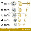Fahion Silver Gold Plated Stainless Steel Round CZ Stone Ear Studs